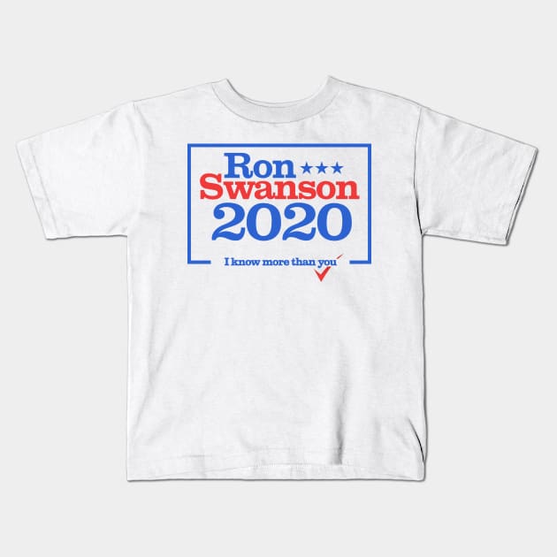 Ron Swanson for US President 2020 Kids T-Shirt by NerdShizzle